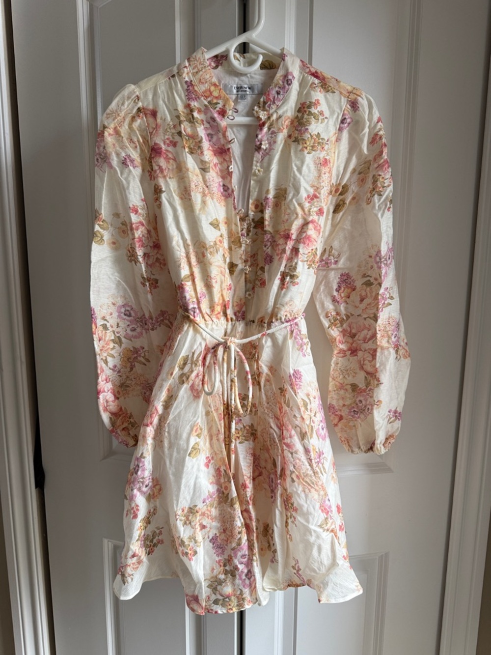 Ever New Cream Floral Mini Dress with Pink and Gold Accents